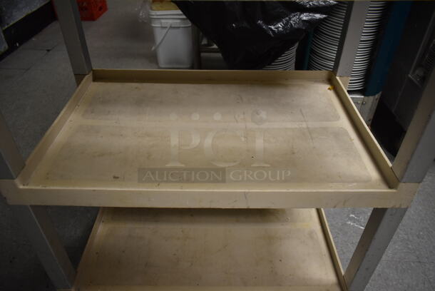 Tan Poly 3 Tier Cart w/ Push Handles on Commercial Casters. (dish room) - Image 4 of 5