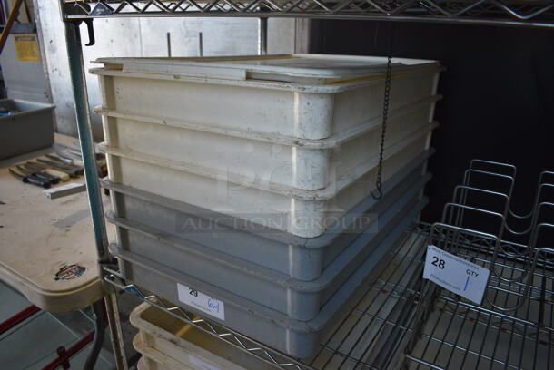 6 Poly Dough Bins w/ 1 Lid. 18x26x3. 6 Times Your Bid!