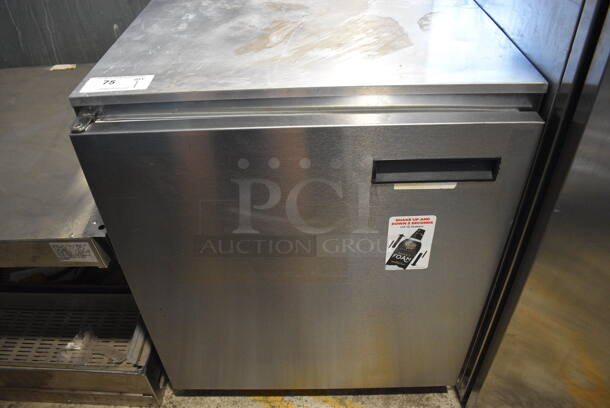 Delfield Model 406CA-DD1 Stainless Steel Commercial Single Door Undercounter Cooler on Commercial Casters. 115 Volts, 1 Phase. 27x28x32. Tested and Powers On But Does Not Get Cold