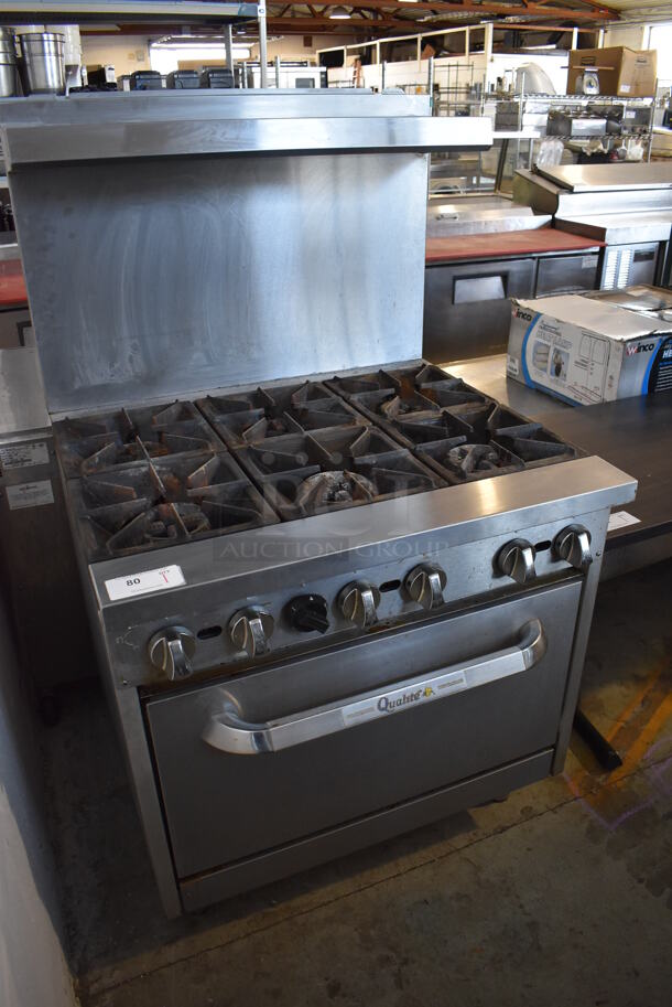 Qualite Stainless Steel Commercial Natural Gas Powered 6 Burner Range w/ Oven, Over Shelf and Back Splash. 36x33x61 - Image 2 of 6