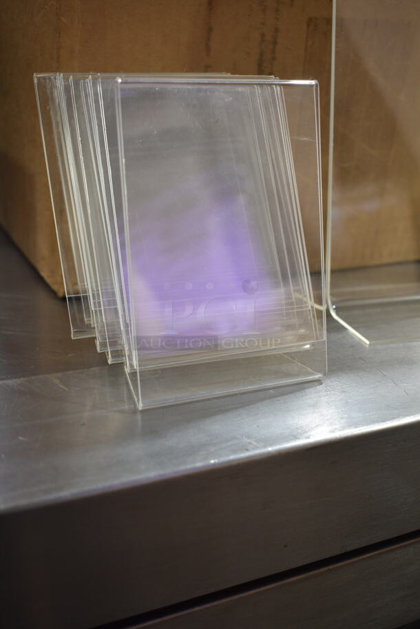 ALL ONE MONEY! Lot of Clear Poly Tabletop Paper Holders; 12 Small, 35 Medium, 1 Large. Includes 6x3x9 - Image 5 of 8