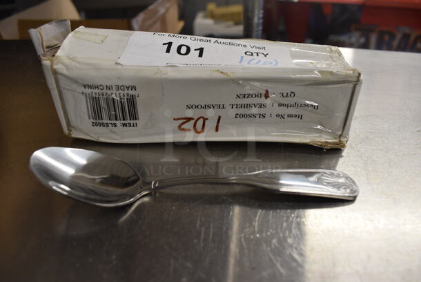 12 BRAND NEW IN BOX! Thunder Group SLSS002 Stainless Steel Seashell Teaspoons. 6.25