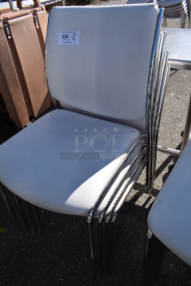 4 White Dining Height Chairs on Chrome Finish Frame. 20x20x35. 4 Times Your Bid! - Image 3 of 7