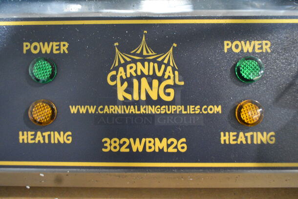 BRAND NEW SCRATCH AND DENT! 2023 Carnival King 382WBM26 Stainless Steel Commercial Countertop Non-Stick Double Belgian Waffle Maker with Timers. 120 Volts, 1 Phase. See Pictures for Damage. Tested and Working! - Image 3 of 9