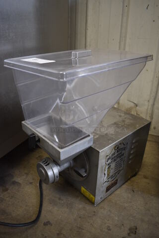 Olde Tyme Model PN1 Stainless Steel Commercial Countertop Single Hopper Peanut Butter Mill Nut Grinder. 115 Volts, 1 Phase. 11x21x21. Tested and Working!