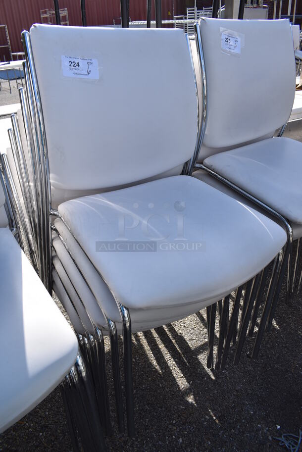 6 White Dining Height Chairs on Chrome Finish Frame. 20x20x35. 6 Times Your Bid! - Image 4 of 5