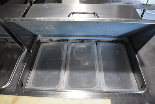 Delfield Model UCD4464N-12-DD5 Stainless Steel Commercial Sandwich Salad Prep Table Bain Marie Mega Top w/ 4 Drawers on Commercial Casters. 115 Volts, 1 Phase. 64.5x32x40. Tested and Working! - Image 3 of 9