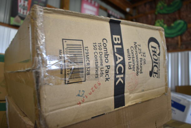PALLET LOT of 35 BRAND NEW Boxes Including 2 Box 395TO991 EcoChoice 9" x 9" x 3" Compostable Sugarcane / Bagasse 1 Compartment Take-Out Box - 200/Case, 2 Box 395TO993 EcoChoice 9" x 9" x 3" Compostable Sugarcane / Bagasse 3 Compartment Takeout Container - 200/Case, Choice Portion Cup, 2 Box 394365L Noble Large Gloves, Choice 100260CH00260CH Take Out Containers, Dart 80HT1R 8" x 7 1/2" x 2" White Foam Square Take Out Container with Hinged Lid - 200/Case, 17622STPNLCL Choice 22 oz. Clear SAN Plastic Paneled Tumbler - 12/Pack, Choice 4 oz Portion Cups, 129MCR24B Choice 24 oz. Black Round Microwavable Heavy Weight Container with Lid 7 1/4" - 150/Case, 2454/97 Chardonnay Glasses, 129MCR32B Choice 32 oz. Black Round Microwavable Heavy Weight Container with Lid 7 1/4" - 150/Case, Visions Black Plastic Tray, Choice Cling Film, 395TO991 EcoChoice 9" x 9" x 3" Compostable Sugarcane / Bagasse 1 Compartment Take-Out Box - 200/Case, 2 Box 130BGKFSNSPH Visions Heavy Weight Beige Wrapped Plastic Cutlery Pack with Napkin and Salt and Pepper Packets - 500/Case, Ceiling Mount Heat Lamp. 35 Times Your Bid! - Image 10 of 12