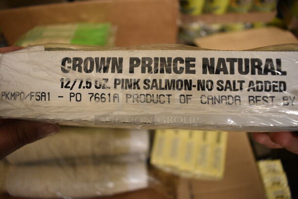 ALL ONE MONEY! Pallet Lot of Food Including Rice Rolls, Diet Chocolate Fudge Drink, Sardines, Crown Price Pink Salmon, Classic Fudge, Sheltons Chicken Broth, Organic Vegetables, Vegetable Broth, and Chocolate Dip - Image 6 of 12