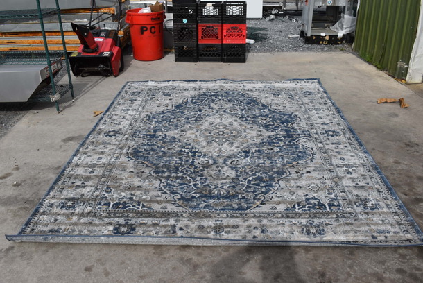 BRAND NEW! Blue, White and Gray Rug. 93x120
