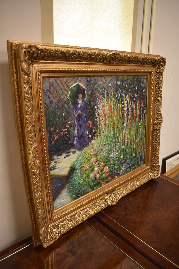 Framed Canvas Painting Reproduction of Gladioli by Claude Monet From Art Dealer Ed Mero! - Image 2 of 8