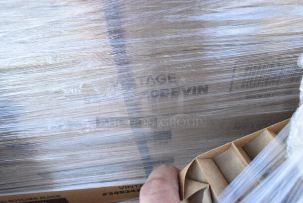 10 BRAND NEW Boxes Including 349D3048VXBK Lancaster Table &amp; Seating 30" x 48" Rectangular Standard Height Wood Butcher Block Table with 4 Black Cross Back Chairs - Vintage, 349D2430VINX Lancaster Table &amp; Seating 24" x 30" Rectangular Standard Height Wood Butcher Block Table with Vintage Finish and Cast Iron Cross Base Plate, 3492430BBVIN Lancaster Table & Seating Rectangular Wood Butcher Block Table Top with Vintage Finish, 164TCOLROD25 Lancaster Table & Seating 25 3/16" Standard Height Table Base Column and Rod. 10 Times Your Bid!  - Image 6 of 8