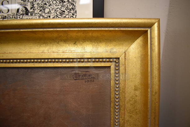 Framed Canvas Painting of Wine Bottle w/ Fruits on Table by J Weaver. Signed 1921 on the Top Right. From Art Dealer Ed Mero! - Image 3 of 7