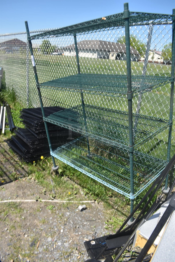 Green 4 Tier Metro Style Shelf on Casters BUYER MUST DISMANTLE. PCI CANNOT DISMANTLE FOR SHIPPING. PLEASE CONSIDER FREIGHT CHARGES. - Image 3 of 4