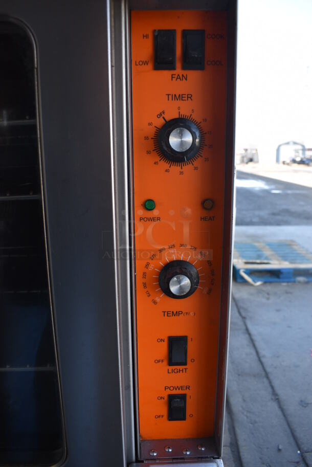 Sierra Stainless Steel Commercial Natural Gas Powered Full Size Convection Oven w/ View Through Doors, Metal Oven Racks and Thermostatic Controls on Metal Legs w/ Commercial Casters. 38x33x58.5 - Image 5 of 10