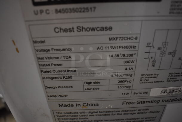 Maxx Cold MXF72CHC-8 Commercial Electric White Ice Cream Merchandiser Freezer. 115V, 1 Phase. Tested and Does Not Power On - Image 6 of 6