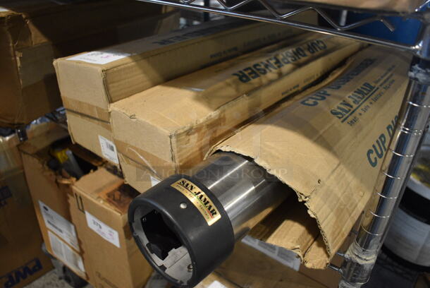 3 BRAND NEW IN BOX! San Jamar Stainless Steel Cup Dispensers. Includes 4x4x24. 3 Times Your Bid! - Image 1 of 3