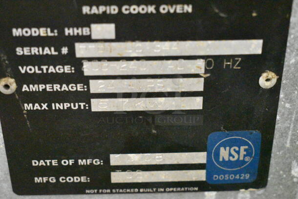 Turbochef HHB Stainless Steel Commercial Countertop Electric Powered High H Batch Rapid Cook Oven. 208/240 Volts.
 - Image 4 of 5
