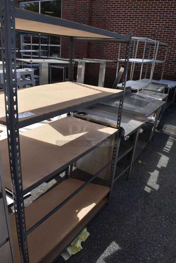 Metal and Wood Pattern 5 Tier Shelving Unit. BUYER MUST DISMANTLE. PCI CANNOT DISMANTLE FOR SHIPPING. PLEASE CONSIDER FREIGHT CHARGES. 48x25x72 - Image 3 of 6