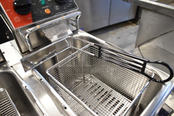 BRAND NEW SCRATCH AND DENT! 2024 Crosson CF-20 Stainless Steel Commercial Countertop Electric Powered 2 Bay Fryer w/ 2 Metal Fry Baskets and 2 Lids. 120 Volts, 1 Phase. - Image 8 of 11