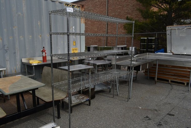 Chrome Finish 4 Tier Wire Shelving Unit. BUYER MUST DISMANTLE. PCI CANNOT DISMANTLE FOR SHIPPING. PLEASE CONSIDER FREIGHT CHARGES. - Image 2 of 2