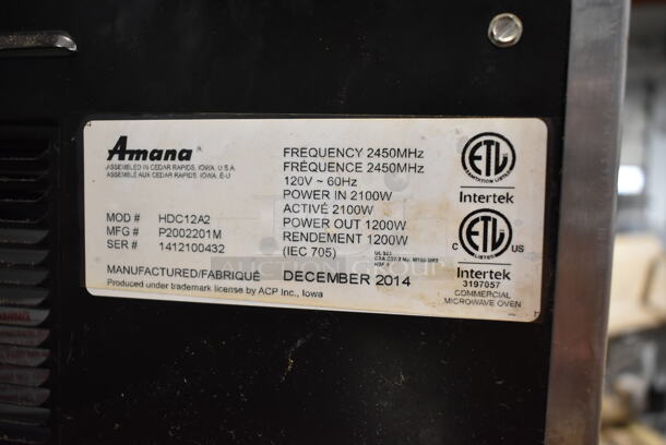 2014 Amana HDC12A2 Stainless Steel Commercial Countertop Microwave Oven. 120 Volts, 1 Phase.  - Image 5 of 5