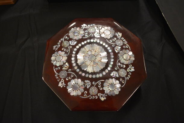 BEAUTIFUL Wooden Decorative Case with 4 Compartments and Flower Engravings