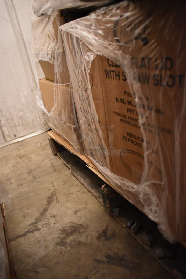 PALLET LOT of 19 BRAND NEW Boxes Including 760FF16 Choice 16 oz. French Fry Cup - 1000/Case, Lavex 502386016CL Lavex 55-60 Gallon 16 Micron 38" x 60" High Density Janitorial Can Liner / Trash Bag - 200/Case, 760SOUP8WPA Choice 8 oz. White Double Poly-Coated Paper Food Cup with Vented Paper Lid - 250/Case,  TD24 Solo Ultra Clear™ TD24 24 oz. Customizable Clear PET Plastic Cold Cup - 600/Case. 19 Times Your Bid!  - Image 10 of 12