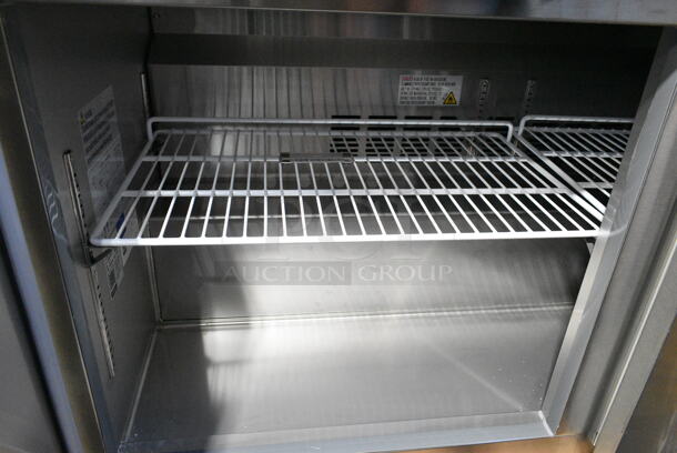 BRAND NEW SCRATCH AND DENT! 2024 Avantco 178SSWT60RHC Stainless Steel Commercial 2 Door Work Top Cooler on Commercial Casters. 115 Volts, 1 Phase. Tested and Powers On But Does Not Get Cold - Image 5 of 6