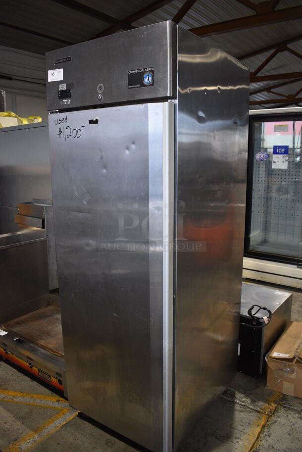 Hoshizaki Model CR1B-FSL Stainless Steel Commercial Single Door Reach In Cooler w/ Poly Coated Racks on Commercial Casters. 115 Volts, 1 Phase. 27.5x34x79. Tested and Working! - Image 3 of 5