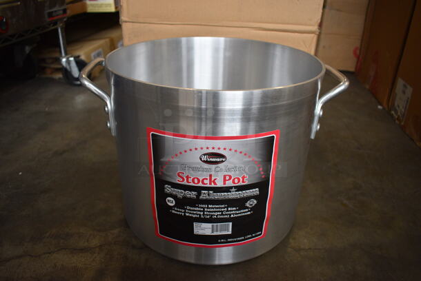 2 BRAND NEW IN BOX! Winco AXS-20 20 Quart Aluminum Stock Pots. 15.5x12.5x11.5. 2 Times Your Bid!
