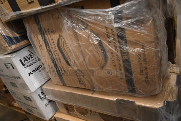 PALLET LOT of 24 BRAND NEW Boxes Including Vava01S1 9.0 Black Paris, 130GDFRK400C Visions 7 1/4" Classic Heavy Weight Gold Plastic Fork - 400/Case, 2 Box 795PTOKFT8 Choice Kraft Microwavable Folded Paper #8 Take-Out Container 6" x 4 5/8" x 2 1/2" - 300/Case, 2 Box 122MCS28B CHoice 28 oz Containers, 245CB12PLN Choice 12" x 12" x 2" Kraft Customizable Corrugated Plain Pizza Box - 50/Case, 500LFLAT Choice Clear Flat Lid with Straw Slot - 9, 12, 16, 20, and 24 oz. - 1000/Case, 2 Box 612605070HD Choice Full Size Heavy-Duty Foil Steam Table Pan Deep 3 3/8" Depth - 50/Case, 2 Box 500CC32P Choice Clear PET Plastic Cold Cup - 32 oz. - 500/Case, 2 Box 5002TPJPR1K Lavex Premium 2-Ply Jumbo 1000' Toilet Paper Roll with 9" Diameter - 12/Case, 3 Box 433472 Tellus Plates. 24 Times Your Bid!  - Image 5 of 12