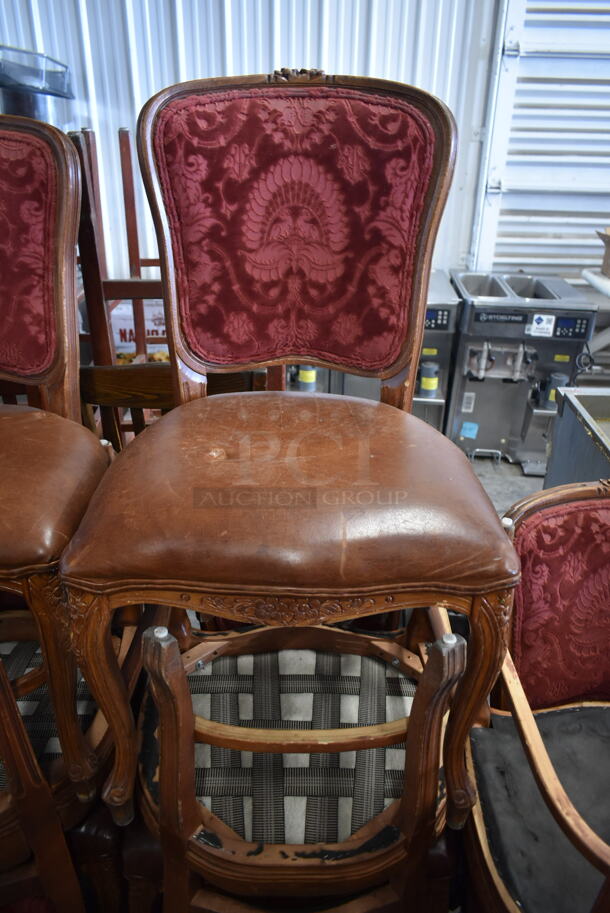 12 Wooden Dining Height Chairs w/ Red Back and Brown Seat Cushions. 12 Times Your Bid! - Image 2 of 5