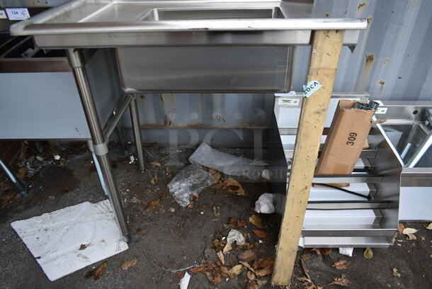 BRAND NEW SCRATCH AND DENT! Regency 600DDT36L Stainless Steel Commercial Single Bay Left Side Dirty Side Dishwasher Table.  - Image 2 of 4