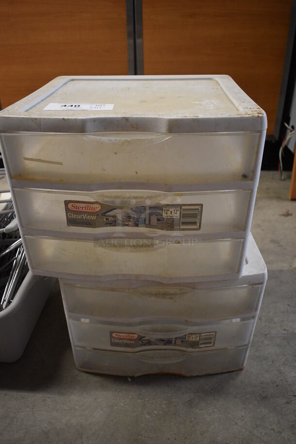 ALL ONE MONEY! Lot of Various Items In Gray Bus Bin and 2 Clear and White 3 Drawer Units!  - Image 4 of 4