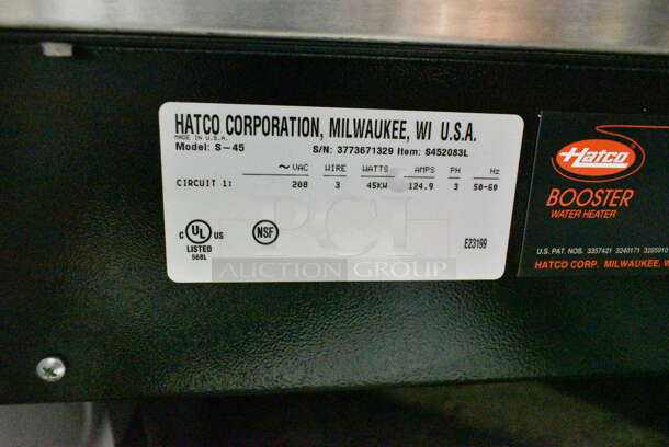 BRAND NEW! Hatco S-45 Stainless Steel Commercial Imperial Booster Water Heater 45 kW - 16 Gallon, 208 Volts, 3 Phase.  - Image 9 of 9