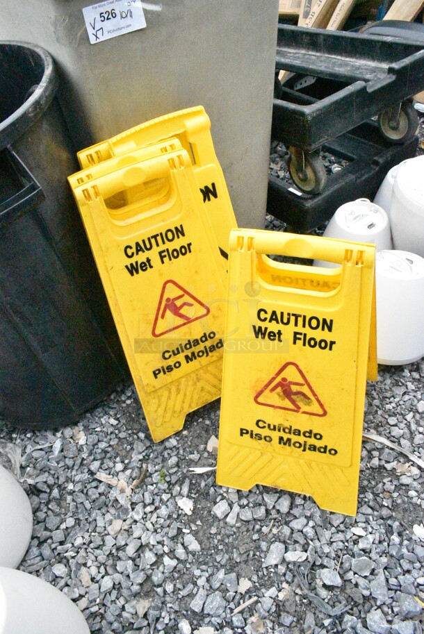 7 Various Items Including Trash Cans, Wet Floor Caution Signs. 19.5x19.5x35, 25x21x29.5, 12x24. 7 Times Your Bid! - Image 2 of 6