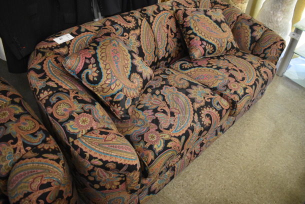 SHOW ROOM QUALITY! Henredon Paisley Patterned 2 Cushion Couch w/ 2 Pillows. - Image 6 of 9