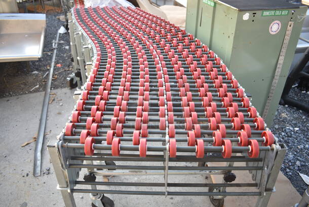 Nestaflex 226 Metal Roller Expandable Conveyor Belt on Commercial Casters.  - Image 4 of 6