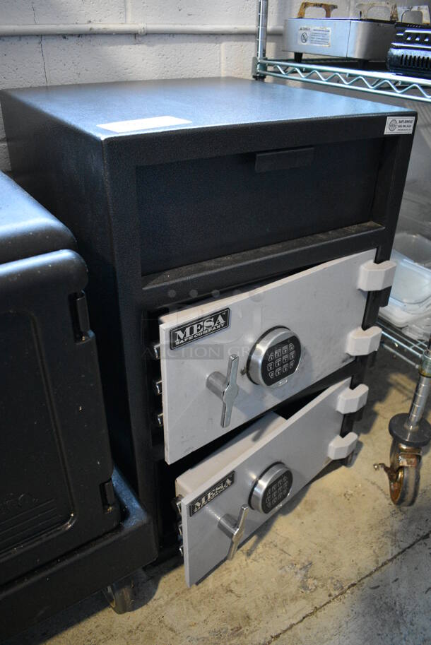 Mesa Black and Gray Metal 2 Compartment Drop Safe. Does Not Come w/ Combination. 20x20x30 - Image 2 of 6