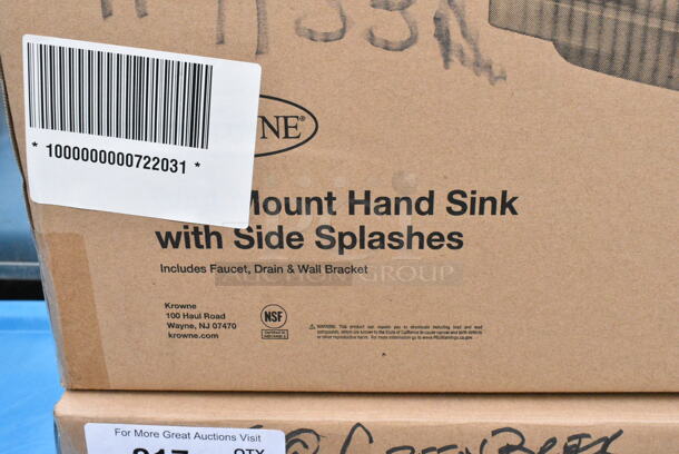 BRAND NEW IN BOX! Krowne HS-26L Stainless Steel 16" Wide Wall Mount Hand Sink.  - Image 3 of 4