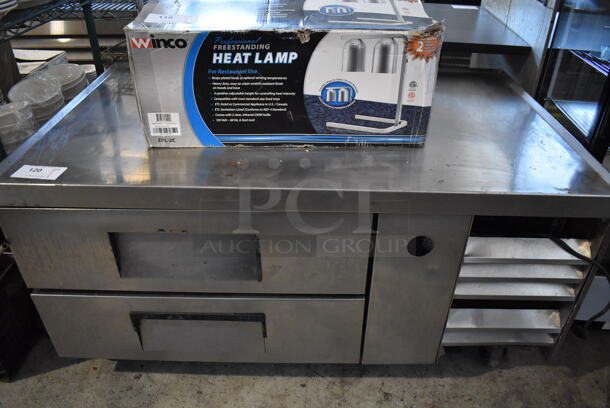 Stainless Steel Commercial 2 Drawer Chef Base on Commercial Casters. 51x31x26. Cannot Test - Needs New Power Cord