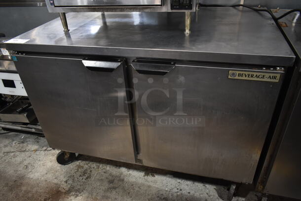 Beverage Air WTR48A Stainless Steel Commercial 2 Door Undercounter Cooler on Commercial Casters. 115 Volts, 1 Phase. Tested and Powers On But Does Not Get Cold