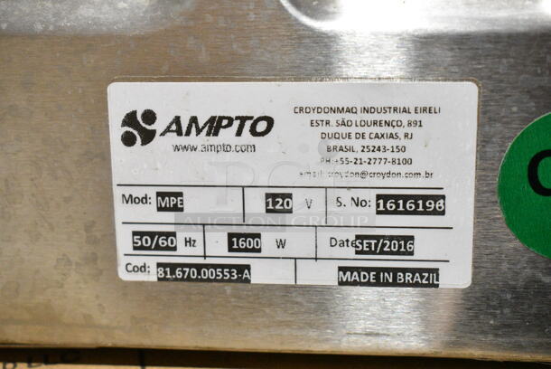 2016 Ampto MPE Stainless Steel Commercial Countertop Electric Powered Single Burner Hot Plate Range. 120 Volts, 1 Phase.  - Image 4 of 4