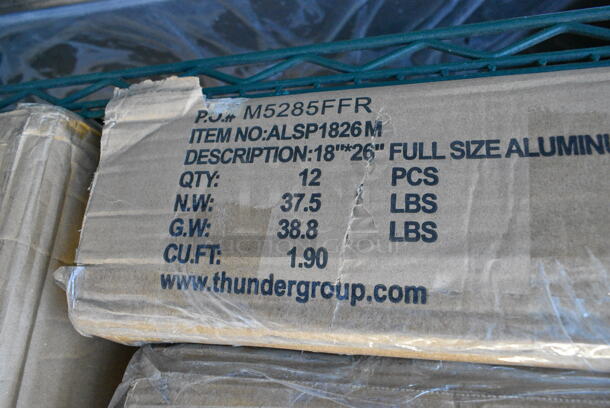 2 Box of 12 BRAND NEW SCRATCH AND DENT! Thunder Group ALSP 1826M 1/1 Full Size Bun / Sheet Pan - 26" x 18". 2 Times Your Bid!  - Image 4 of 4
