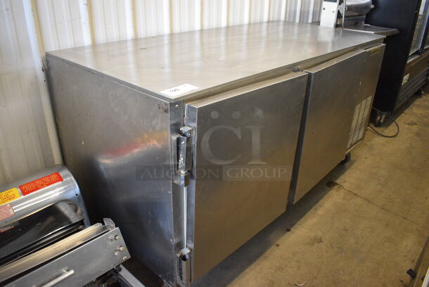 Beverage Air Model UCF67A Stainless Steel Commercial 2 Door Undercounter Freezer on Commercial Casters. 115 Volts, 1 Phase. 67x32.5x34.5