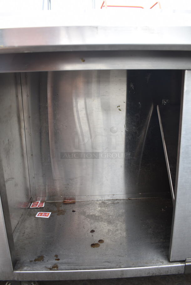 Stainless Steel Counter w/ Back Splash, Under Shelf and Doors on Commercial Casters.  - Image 4 of 7