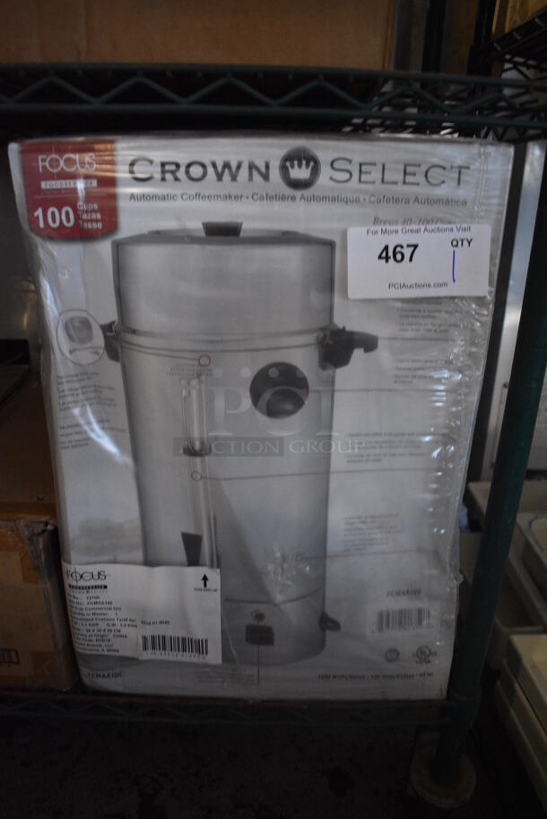 BRAND NEW IN BOX! Crown Select Metal Countertop Automatic Coffee Maker.
