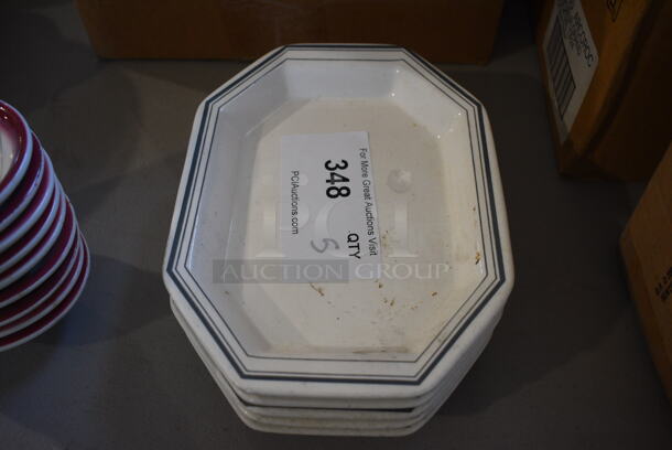 5 White Ceramic Octagonal Plates. 9x6.5x1. 5 Times Your Bid!