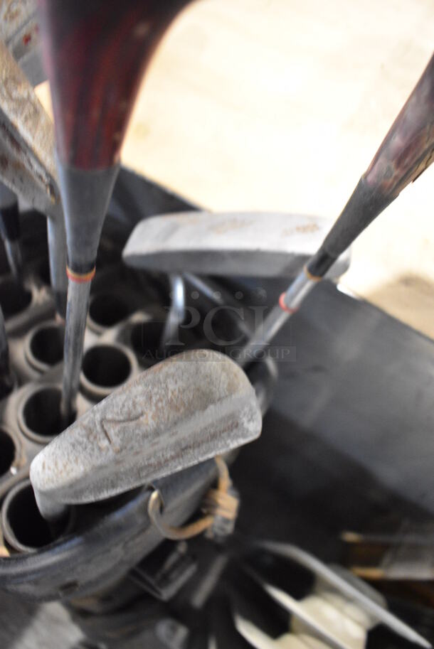 Black Golf Bag w/ 7 Various Golf Clubs. 9x9x46 - Image 5 of 6
